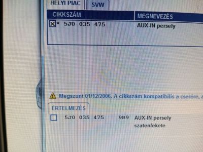 AUX Csatlakozó - Kijelzők, Hifi, GPS, telefon