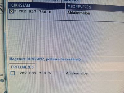 Jobb első Ablakemelő Szerkezet (Elektromos) - Ablakemelő