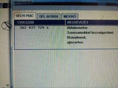 Bal első Ablakemelő Szerkezet (Elektromos) - 4. kép